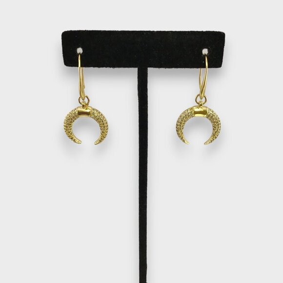 Gold Filled Crescent Moon Horn Earrings - Picture 4 of 11